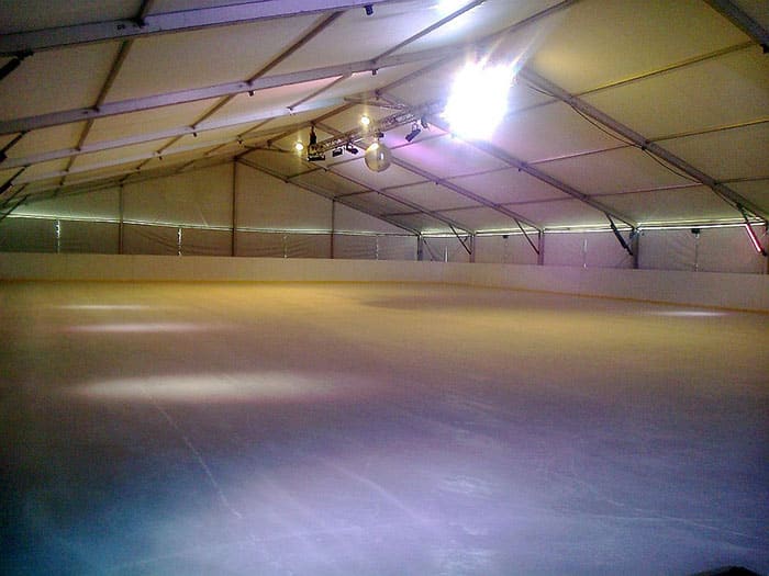 Ice Rink refurbishment meant building a temporary ice rink under a marquee with Air conditioning to keep it refrigerated. Any thing is possible under can