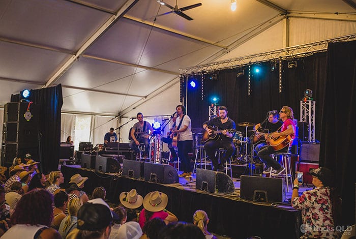Stage and audience covers for Country Music event